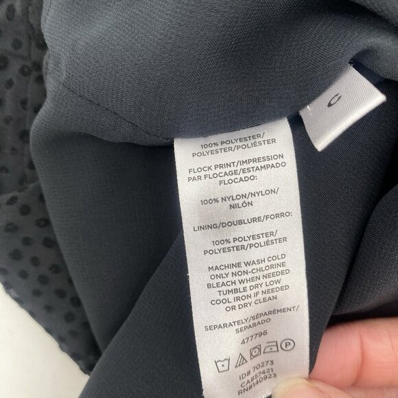 LOFT Black Chiffon Textured Polka Dot Blouse bow Tie Closure , Size M - Picture 4 of 11